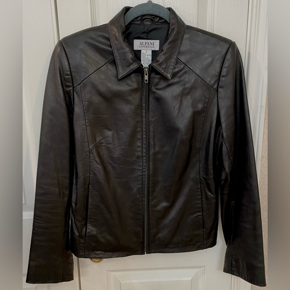 Vintage Alfani Outerwear, Black Leather Jacket-Size S. In Excellent Condition!